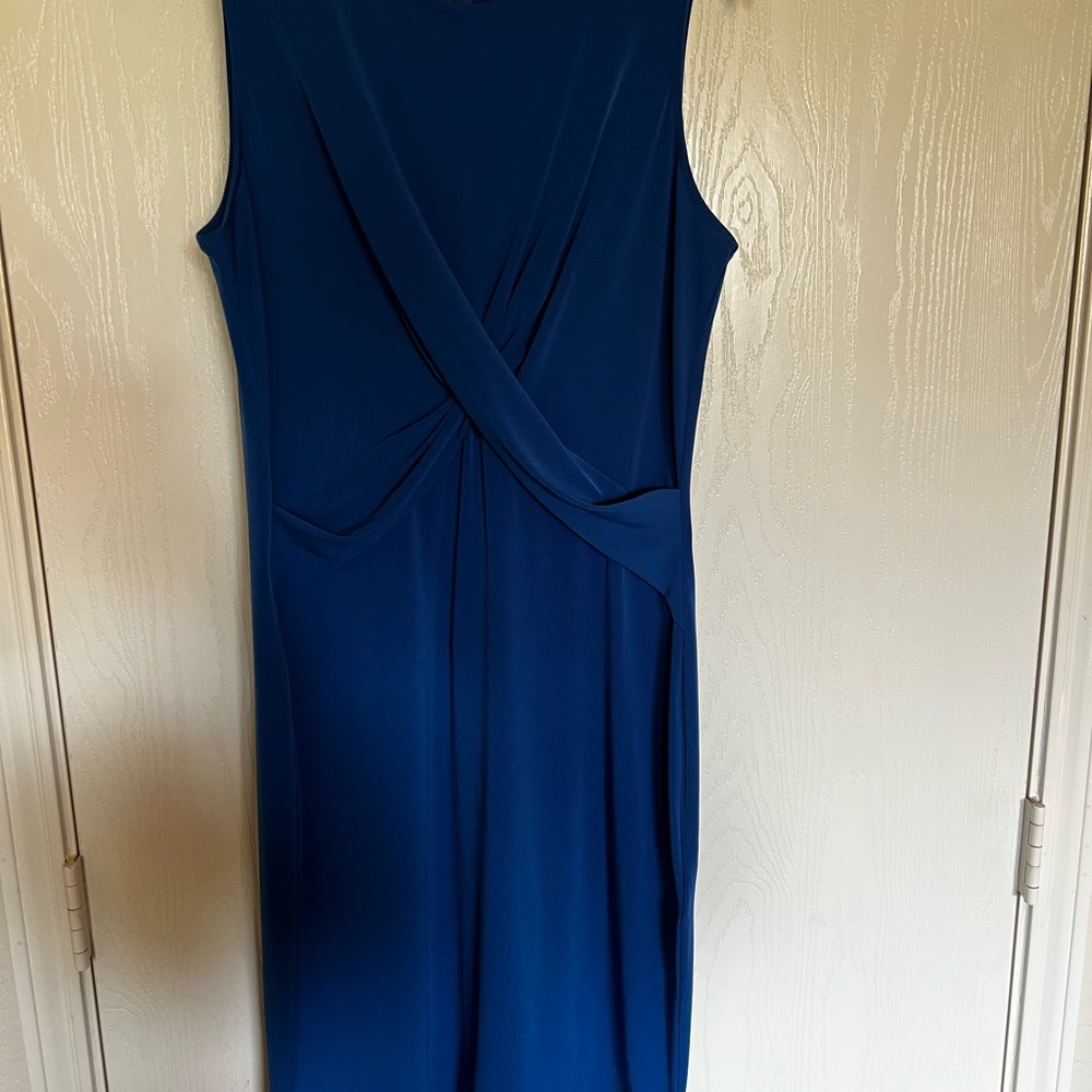 Brooks Brothers Blue Sheath Midi Dress V-Neck Sleeveless